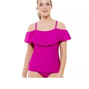 NWT Apt 9 Off-Shoulder Ruffle Tankini Top Swimsuit Convertible Strap S